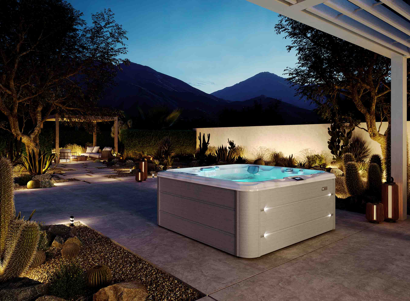 hot tub by pool